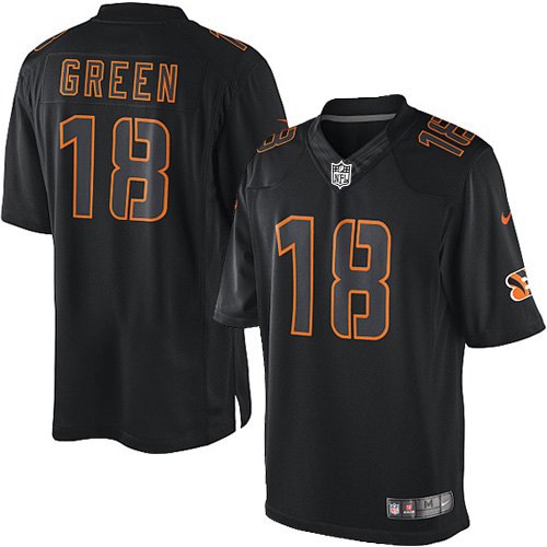 Men's Limited A.J. Green Nike Jersey Black - #18 Impact NFL Cincinnati Bengals